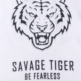 White Tiger Face Emboss Tee Nawao.com