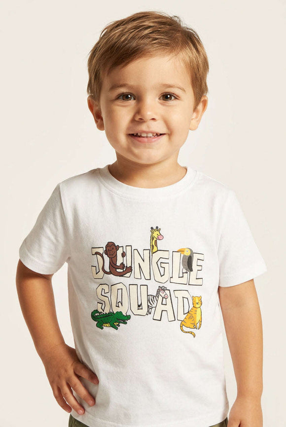 White Tshirt And Black Shorts Jungle Squard 2 Pk Pj White Nawao.com