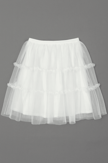 White Tulle Mesh Skirts Nawao.com