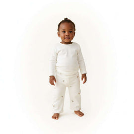 White Wide Leg Denim With Embroidery Nawao.com