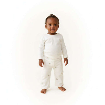 White Wide Leg Denim With Embroidery Nawao.com