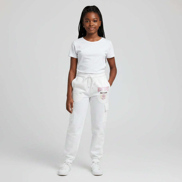 White Wideleg Pants With Cargo Pocket White Nawao.com