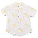 White With Aop Palm Tree Linen Short Slv Shirt Nawao.com