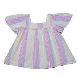 White Yarn Dyed Stripe Blouse Nawao.com