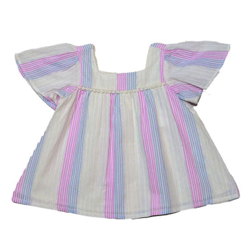 White Yarn Dyed Stripe Blouse Nawao.com