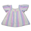 White Yarn Dyed Stripe Blouse Nawao.com