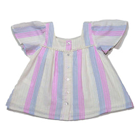White Yarn Dyed Stripe Blouse Nawao.com