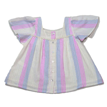 White Yarn Dyed Stripe Blouse Nawao.com