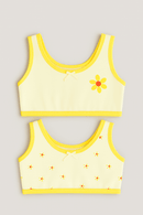 White Yellow Aop 2Pcs Pack Bra Assorted Nawao.com