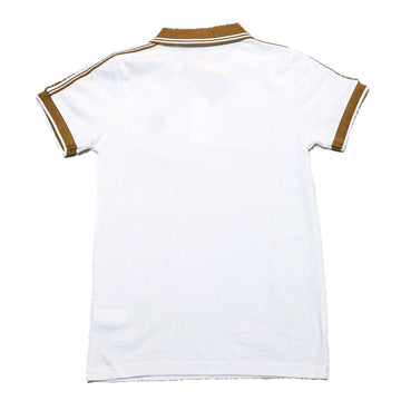 White Zip Neck Polo With Shoulder Tape Nawao.com