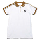 White Zip Neck Polo With Shoulder Tape Nawao.com