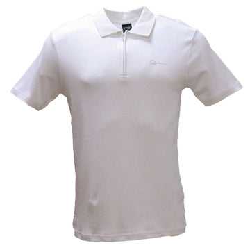 White Zip Placket Polo Shirt With Chest Logo White Nawao.com