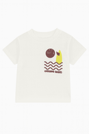 Whtie Tshirt With Brown Striped Shorts Set Nawao.com