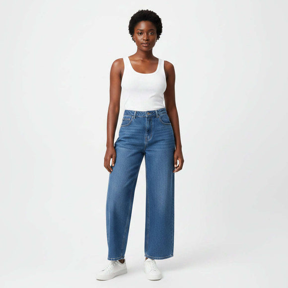 Wideleg Jeans Blue Nawao.com