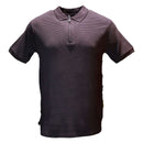 Wine Zip Placket Ottoman Polo Shirt Burgundy Nawao.com