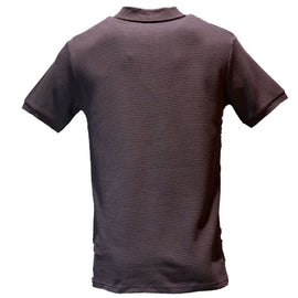 Wine Zip Placket Ottoman Polo Shirt Burgundy Nawao.com
