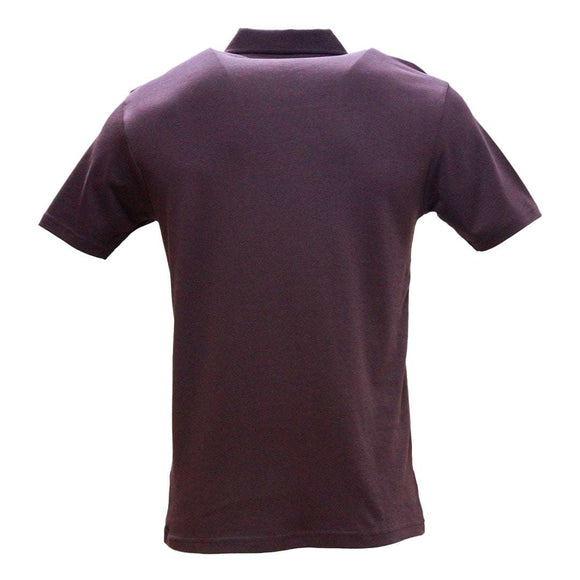 Wine Zip Placket Polo Shirt With Chest Logo Burgundy Nawao.com