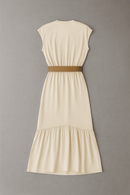 WRAP BELTED DRESS BEIGE Nawao.com