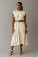 WRAP BELTED DRESS BEIGE Nawao.com