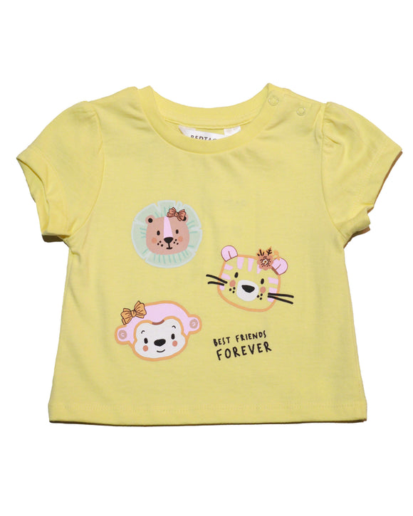 Yellow Animals Placement Print T Shirt Nawao.com