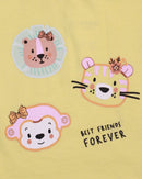 Yellow Animals Placement Print T Shirt Nawao.com