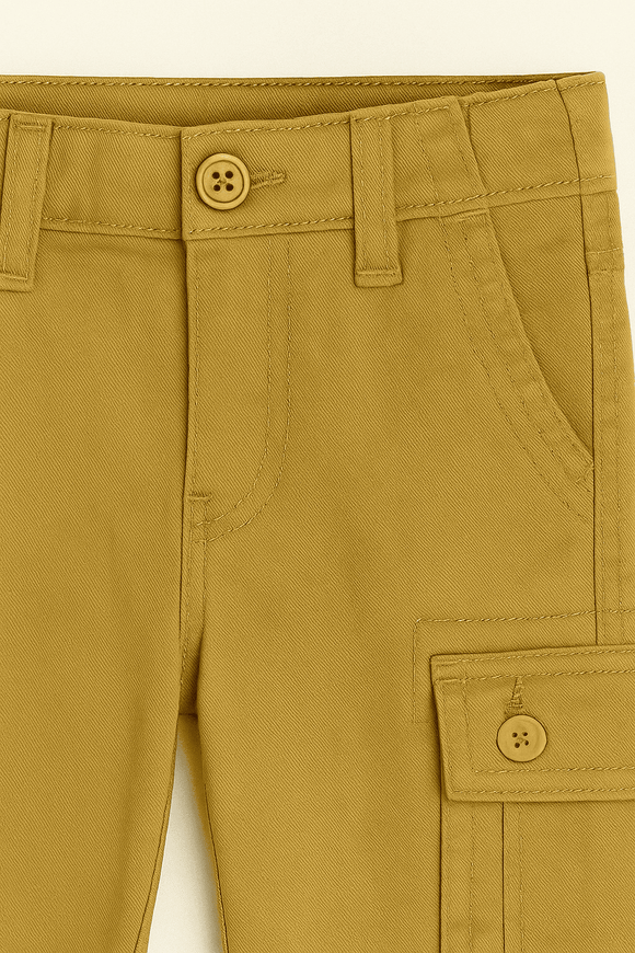 Yellow Cotton Spandex Twill Shorts W Cargo Nawao.com