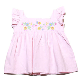 Yellow Embroidery Yoke Blouse Nawao.com