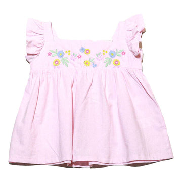 Yellow Embroidery Yoke Blouse Nawao.com