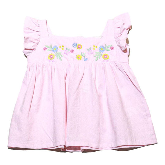 Yellow Embroidery Yoke Blouse Nawao.com