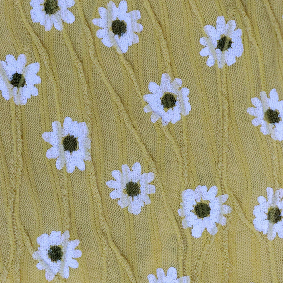Yellow Fioral All Over Print Textired Knit Trouser Yellow Nawao.com