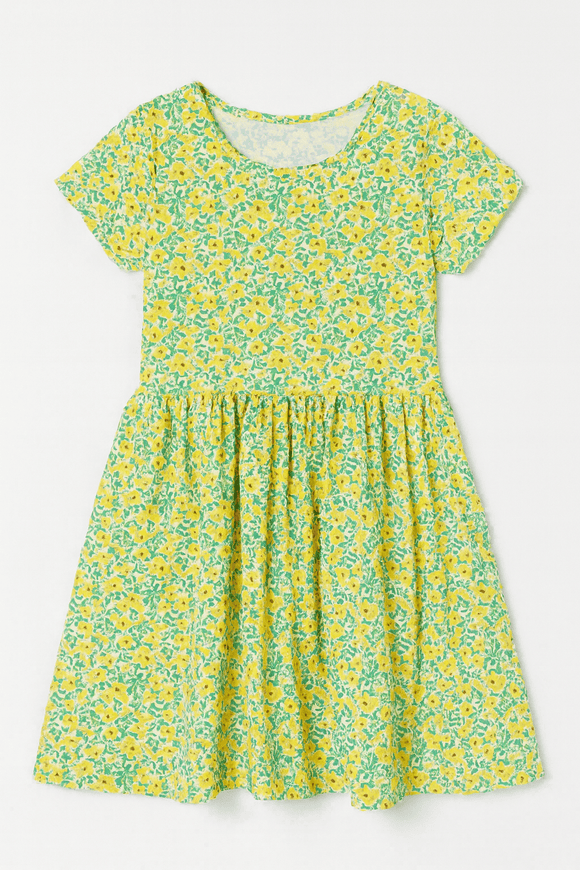 Yellow Floral Knitted Dress Assorted Nawao.com