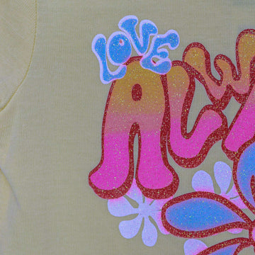 Yellow Flower Placement Print T Shirt Yellow Nawao.com