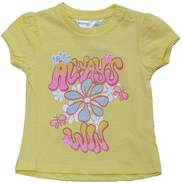 Yellow Flower Placement Print T Shirt Yellow Nawao.com