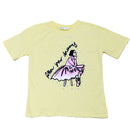 Yellow Girly Print Oversize Tee With Rhinestones Nawao.com