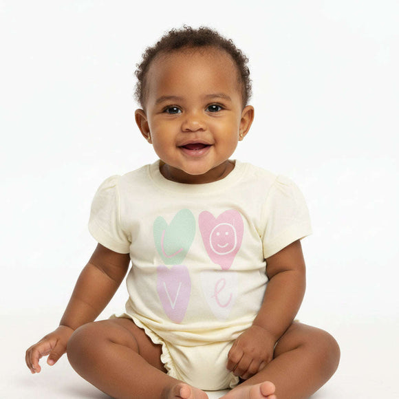 Yellow Heart Placement Print T Shirt Yellow Nawao.com