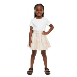 Yellow Mutli Y D Stripes With Golden Lure Tired Skirt Yellow Nawao.com