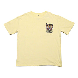 Yellow Oversize Tiger Face Embroidery Tee Nawao.com