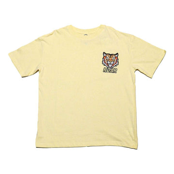 Yellow Oversize Tiger Face Embroidery Tee Nawao.com