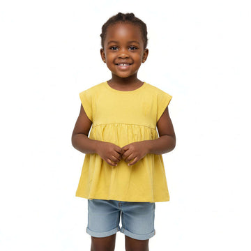 Yellow Peplum T Shirt  Yellow Nawao.com