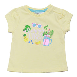 Yellow Placement Print T Shirt Nawao.com