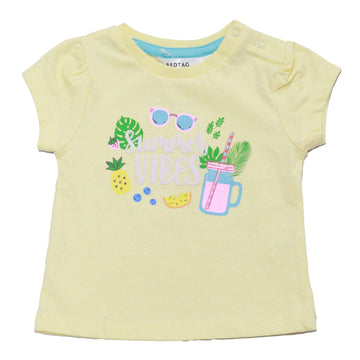 Yellow Placement Print T Shirt Nawao.com