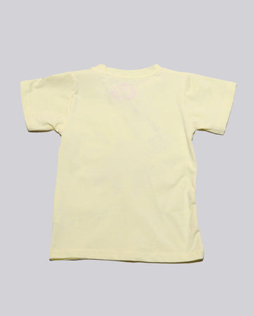 Yellow Placement Pritn With Chiffon Work T Shirt Nawao.com