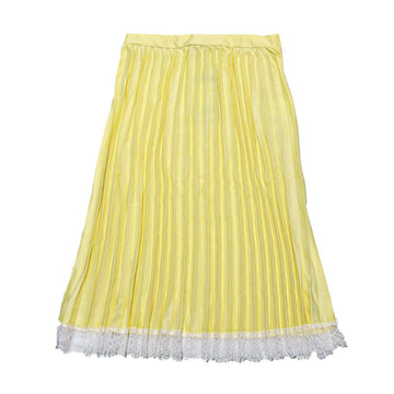 Yellow Pleated Skirts W Lace On Nawao.com