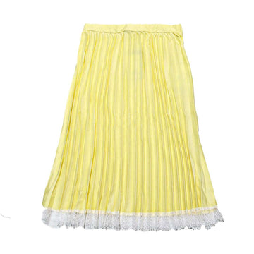 Yellow Pleated Skirts W Lace On Nawao.com