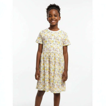 Yellow Purple Floral Dress Assorted Nawao.com