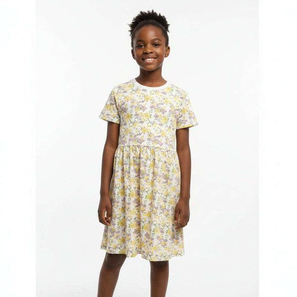 Yellow Purple Floral Dress Assorted Nawao.com