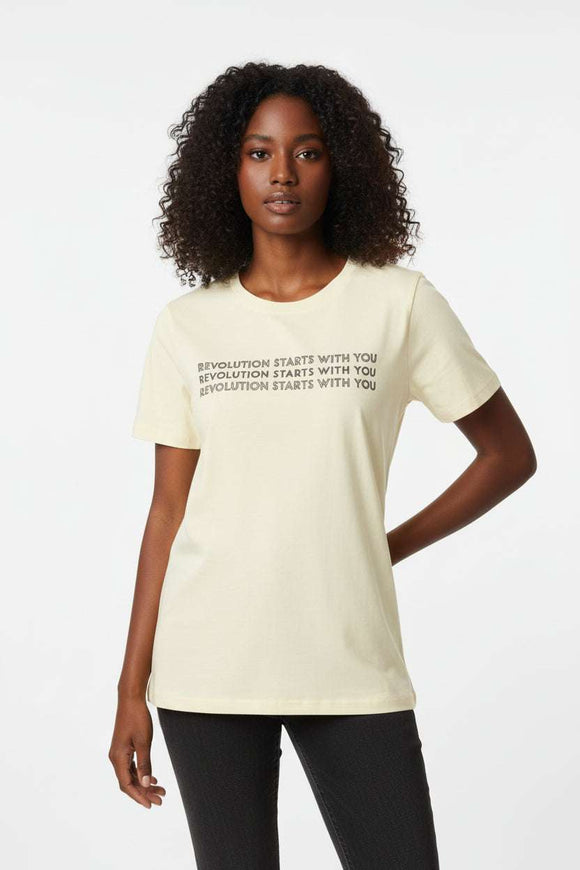 Yellow Revolution Printed T Shirt Nawao.com