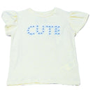 Yellow S S Aop Applique Work At Chest T Shirt Nawao.com