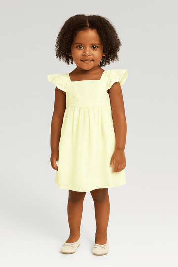 Yellow Schiffli Dress Nawao.com