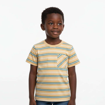 Yellow Stripe Short Sleeve T Shirt Yellow Nawao.com